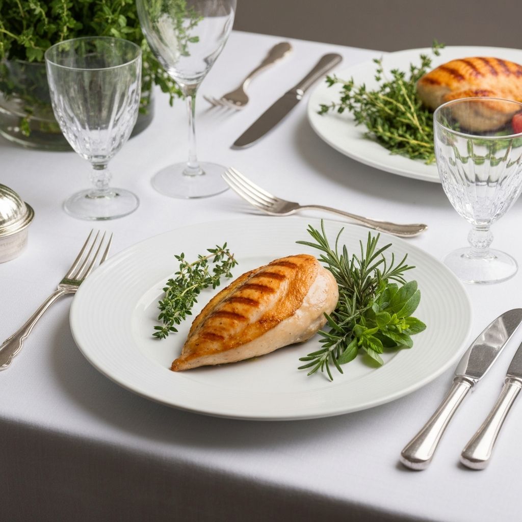 Refined plate with grilled chicken